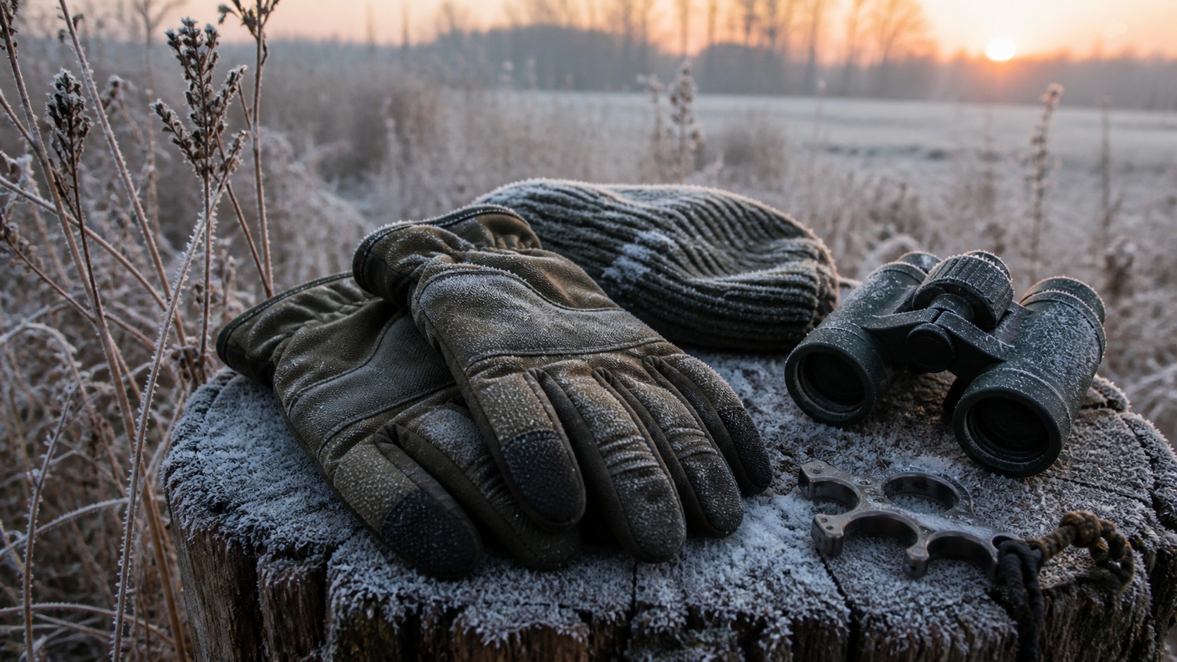 Editorial hunting gear image for Best Hunting Gloves for Cold Weather, Grip & Stealth (2026 Guide)