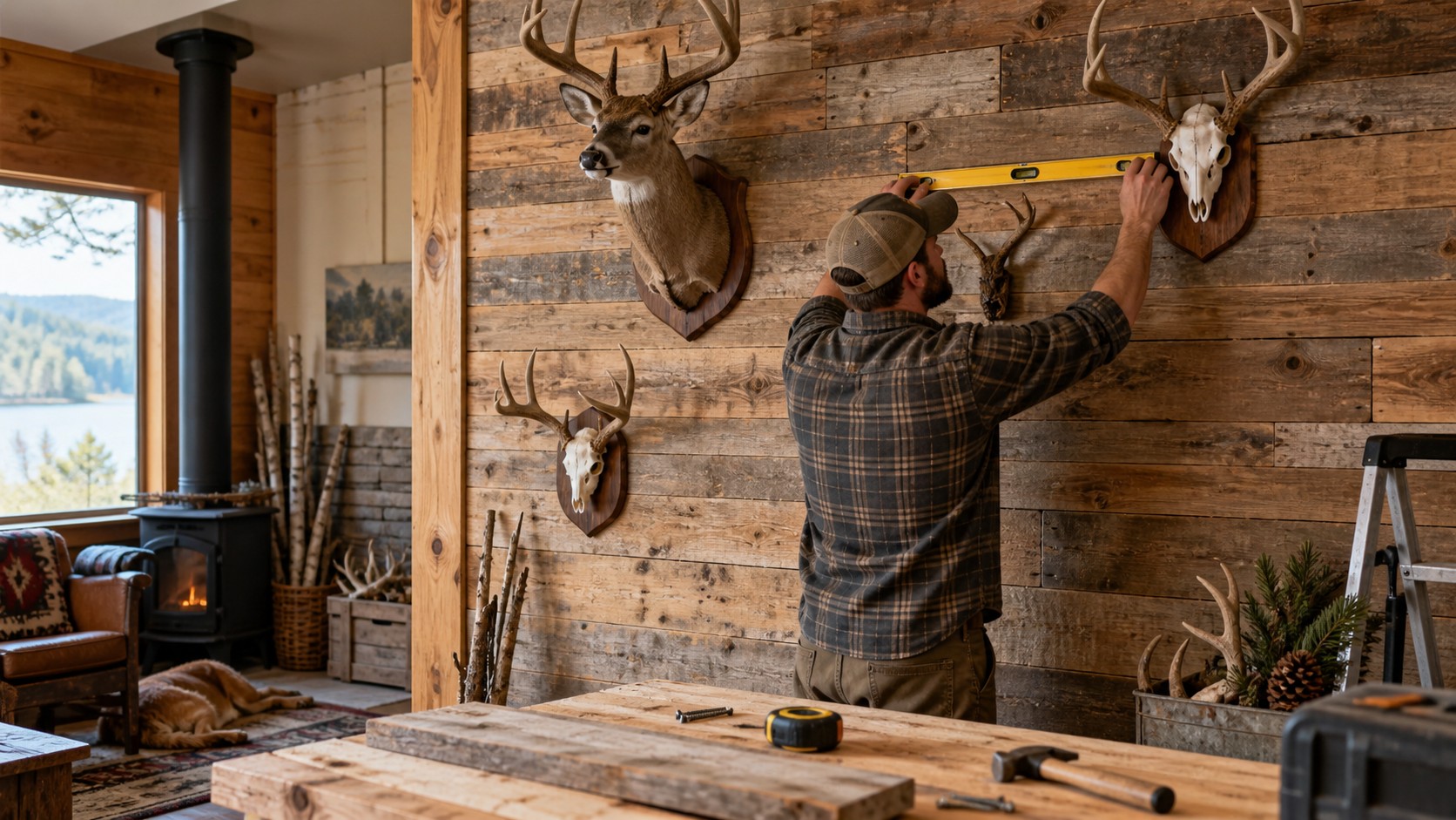 Editorial hunting image for How to Build a Rustic Hunting Trophy Wall on a Budget